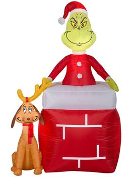 The Grinch & Max Chimney 6 Foot Airblown Inflatabl
