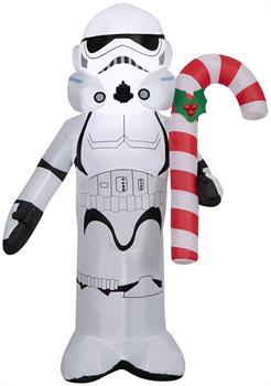 3.5 Foot Star Wars Stormtrooper with Candy Cane Light Up Christmas Inflatable Lawn Decoration