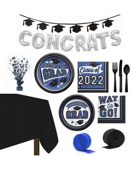Grad Blue Tableware & Decoration Kit (20 Guests)