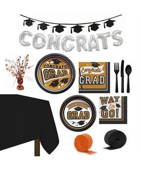 Grad Orange Tableware & Decoration Kit (20 Guests)