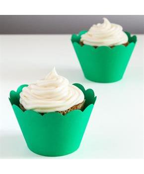 Green Scalloped Cupcake Wrapper (12)