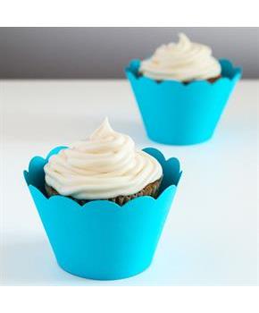 Blue Scalloped Cupcake Wrapper (12)