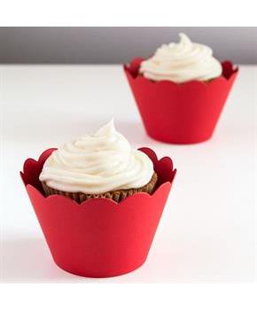 Red Scalloped Cupcake Wrapper (12)