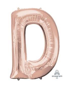 Jumbo Rose Gold Letter 33" Foil Balloon - D