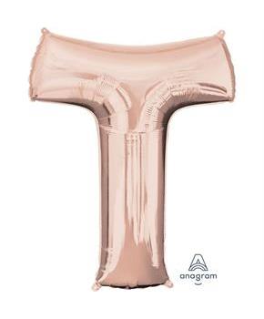 Jumbo Rose Gold Letter 32" Foil Balloon - T