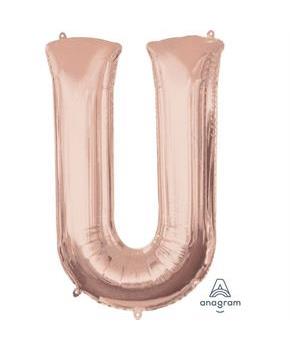 Jumbo Rose Gold Letter 33" Foil Balloon - U
