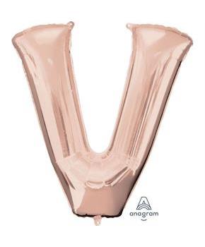 Jumbo Rose Gold Letter 32" Foil Balloon - V