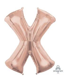 Jumbo Rose Gold Letter 35" Foil Balloon - X