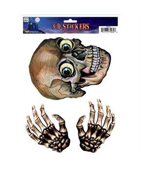 3D Window Skull & Hand Sticker