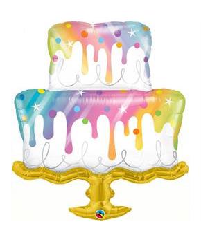 Pastel Rainbow Drip Cake 39" Jumbo Shaped Balloon