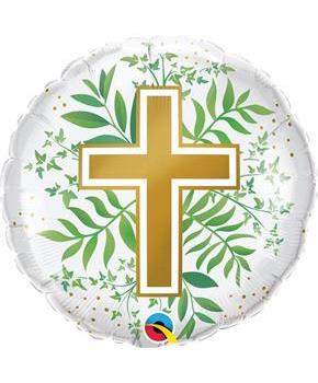 Golden Cross & Greenery 18" Foil Balloon