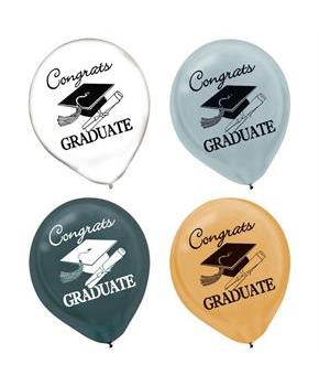 Assorted Congrats Grad Latex Balloons (15)
