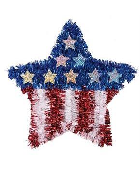 Patriotic Tinsel Star Decoration