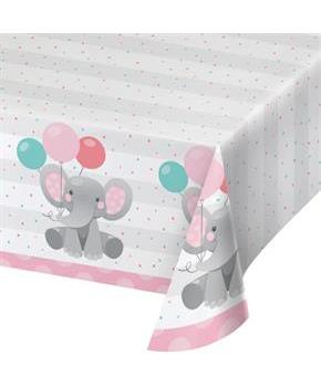 Pink Elephant Birthday Paper Table Cover