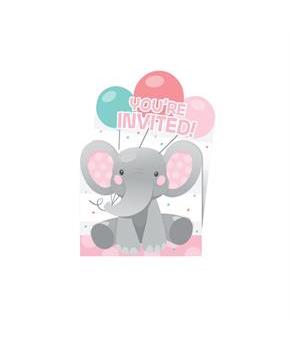 Pink Elephant Birthday Pop Up Invitation