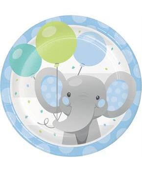 Blue Elephant Birthday Dessert Plates (8)