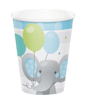 Blue Elephant Birthday 9oz Paper Cups (8)