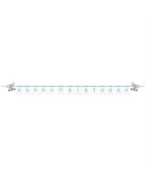 Blue Elephant Birthday Ribbon Banner