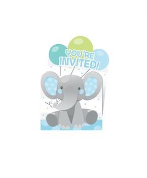 Blue Elephant Birthday Pop Up Invitation