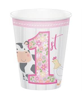 Sweet Farmhouse 1st Birthday 9oz Paper Cups (8)
