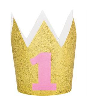 Pink and Gold 1st Birthday Crown