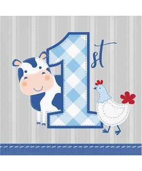 Charming Farmhouse 1st Birthday Beverage Napkins (