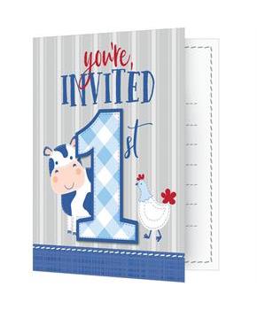 Charming Farmhouse 1st Birthday Folded Invitations