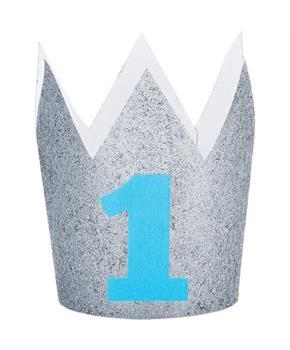 Blue and Silver 1st Birthday Crown