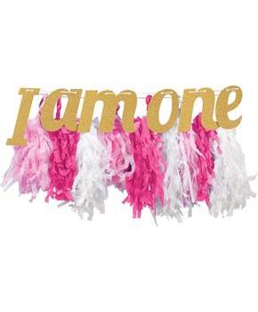 Pink & Gold High Chair Fringe Banner