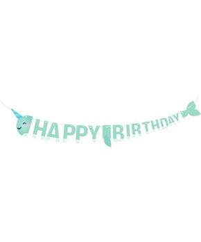 Happy Narwhal Birthday Ribbon Banner