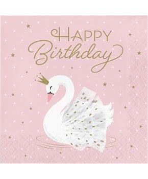 Sweet Swan Happy Birthday Lunch Napkins (16)