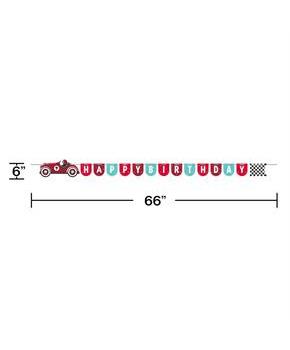 Vintage Race Car Birthday Ribbon Banner