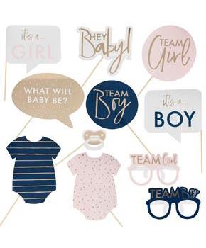 Gold Foiled Gender Reveal Photo Booth Props