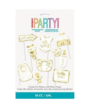 Gold Photo Booth Props10pc - Foil Stamped