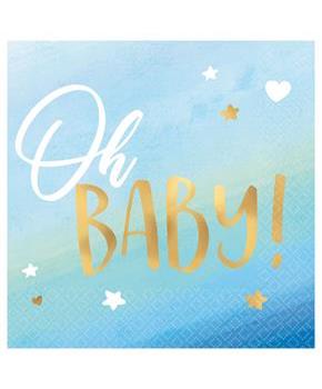 Baby Shower 'Hello World Boy' Small Napkins