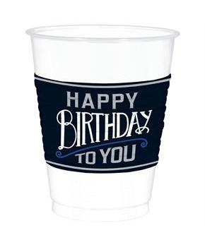 Happy Birthday Man 16oz Plastic Cups (25)