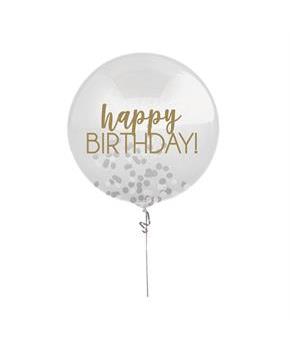 Silver & Gold Confetti 24" Birthday Balloon