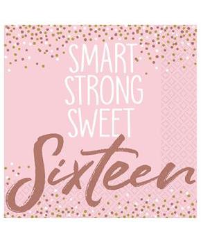 Sixteen Rose Gold Beverage Napkins (16)