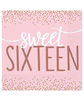Sixteen Rose Gold Lunch Napkins (16)