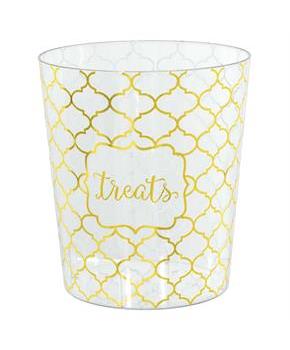 Gold Quatrefoil Medium Cylinder Container