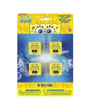 SpongeBob Squarepants Pencil Topper Eraser (4 Pack