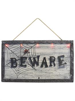 18.5 Inch Wide Animated Light Up Beware Sign