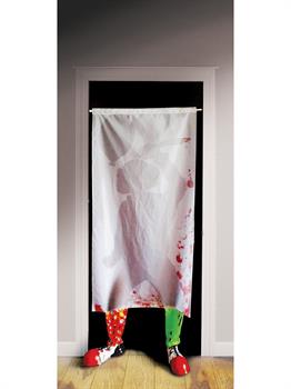 6 Foot Killer Clown Bloody Curtain
