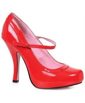 Women's Red Patent Mary Jane Heeled Shoes