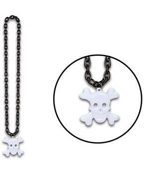 Chain Beads w/Skull & Crossbones Medal