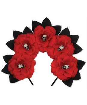 Day Of The Dead Red Floral Headband