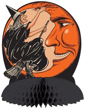 Vintage Hllwn Witch & Moon Centerpiece