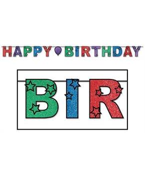 Glittered Happy Birthday Streamer