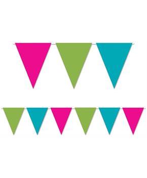 Cerise,Lime Green &Turquoise Pennant Bnr