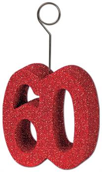 Glittered "60" Photo/Balloon Holder